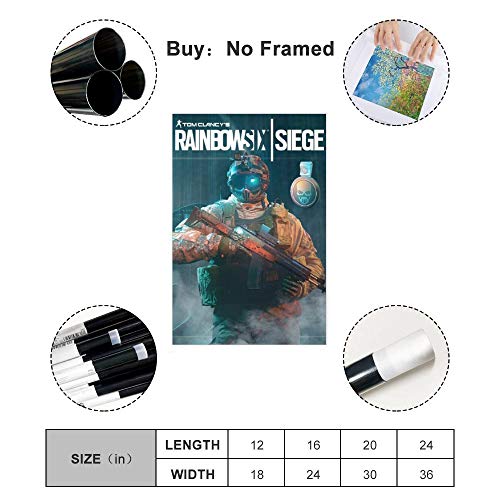 Póster de Tom Clancy's Rainbow Six Siege 12 Lienzo decorativo para pared con impresión artística para sala de estar o dormitorio, 30 x 45 cm, estilo Unframe-1