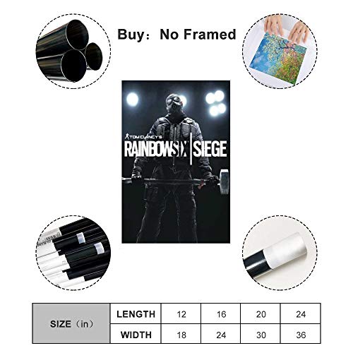 Póster de Tom Clancy's Rainbow Six Siege 5 lienzo para decoración de pared, impresión artística para sala de estar o dormitorio, 30 x 45 cm, estilo Unframe-1