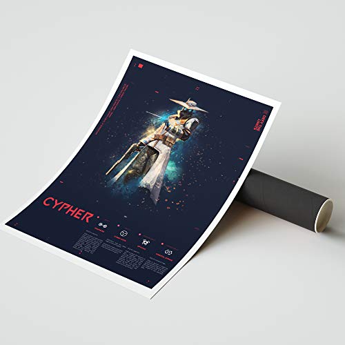 Póster para juegos – A3 Valorant Cypher Poster – Papel premium de 190 g/m² – Impresión Ultra HD – Fácil de enmarcar – Ideal para sala de juegos, cueva de hombres, entusiastas del juego