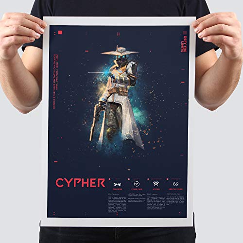 Póster para juegos – A3 Valorant Cypher Poster – Papel premium de 190 g/m² – Impresión Ultra HD – Fácil de enmarcar – Ideal para sala de juegos, cueva de hombres, entusiastas del juego