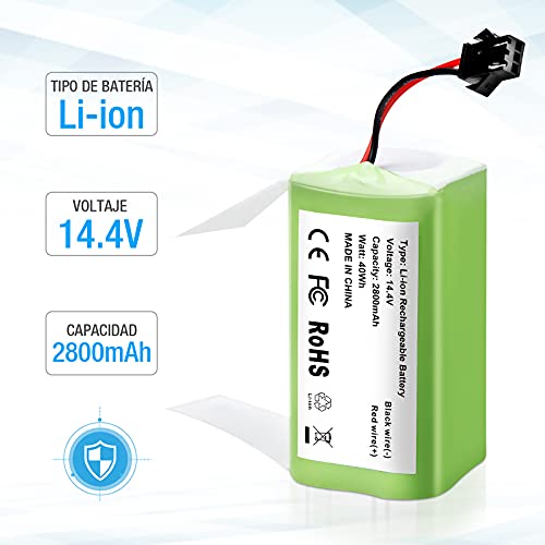 Powerextra Batería de Repuesto 14.4v 2800mAh Compatible con Conga Excellence 990 950 1090 Ecovacs Deebot N79S DN622 Eufy RoboVac 11 11S 11S MAX 30 15C 15T 12 35C IKOHS NETBOT S14 S15
