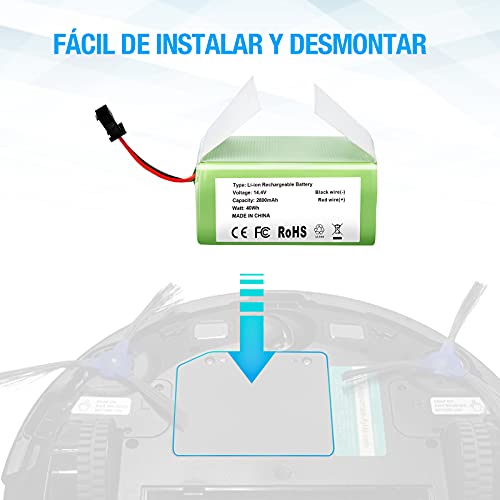 Powerextra Batería de Repuesto 14.4v 2800mAh Compatible con Conga Excellence 990 950 1090 Ecovacs Deebot N79S DN622 Eufy RoboVac 11 11S 11S MAX 30 15C 15T 12 35C IKOHS NETBOT S14 S15