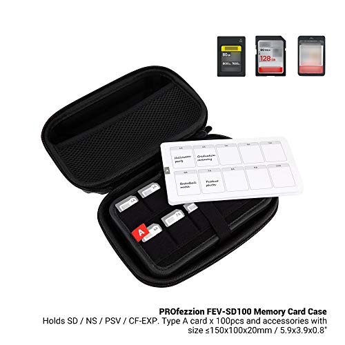 PROfezzion 100 ranuras para tarjetas de memoria, resistente al agua, para Nintendo Switch, tarjeta SD Cfexpress tipo A, tarjetas PSV PS Vita, organizador de colección de cartuchos de EVA antigolpes