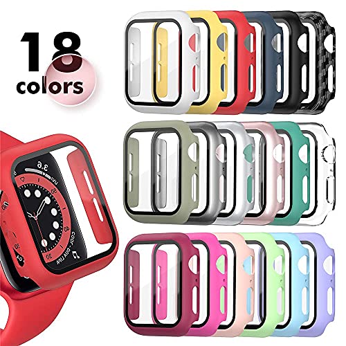 Protector de Pantalla,Funda Compatible con iWatch 44mm 40mm,Compatible con Apple Watch Series 6/5/4/SE, Protección Completo Anti-Rasguños Case,PC Funda + Cristal Templado,44mm,Gog Azul,HD Carcasa