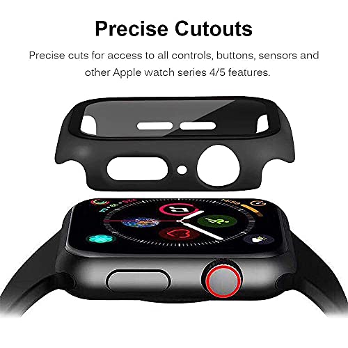 Protector de Pantalla,Funda Compatible con iWatch 44mm 40mm,Compatible con Apple Watch Series 6/5/4/SE, Protección Completo Anti-Rasguños Case,PC Funda + Cristal Templado,44mm,Gog Azul,HD Carcasa