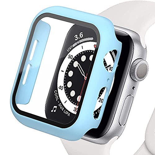 Protector de Pantalla,Funda Compatible con iWatch 44mm 40mm,Compatible con Apple Watch Series 6/5/4/SE, Protección Completo Anti-Rasguños Case,PC Funda + Cristal Templado,44mm,Gog Azul,HD Carcasa