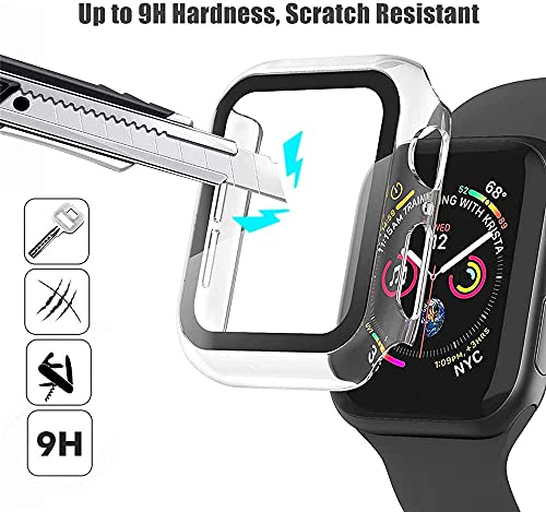 Protector de Pantalla,Funda Compatible con iWatch 44mm 40mm,Compatible con Apple Watch Series 6/5/4/SE, Protección Completo Anti-Rasguños Case,PC Funda + Cristal Templado,44mm,Gog Azul,HD Carcasa