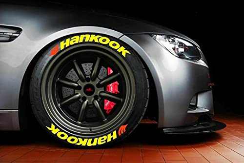 Ps1 Hankook - Juego de 8 pegatinas para neumáticos de 14 a 22 pulgadas, color amarillo