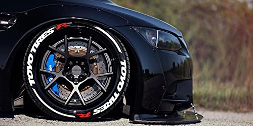 Ps1 Toyo Tires R con anillo – rayas para rotulación de neumáticos, juego de pegatinas para 4 neumáticos de goma, pegatinas de 14 a 22 pulgadas