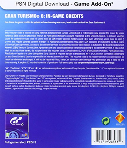 Psn Digital Download Card - 1 Million Gran Turismo 6 In Game Credits [Importación Inglesa]