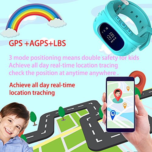 PTHTECHUS Niños Smartwatch Teléfono Localizador GPS, Reloj de Pulsera Inteligente con Chat de Voz SOS Cámara Despertador Reloj Digital Mejor Regalo Niño y niña de 3 a 12 años ,Azul