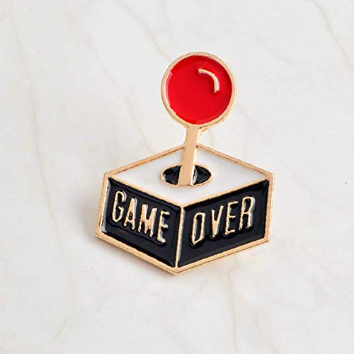 PULABO Broches Game Over Joystick Aleación Esmalte Broche Pin Jeans Abrigo Collar Joyería Insignia Decoración Creativa y Exquisita Mano de Obra Popular