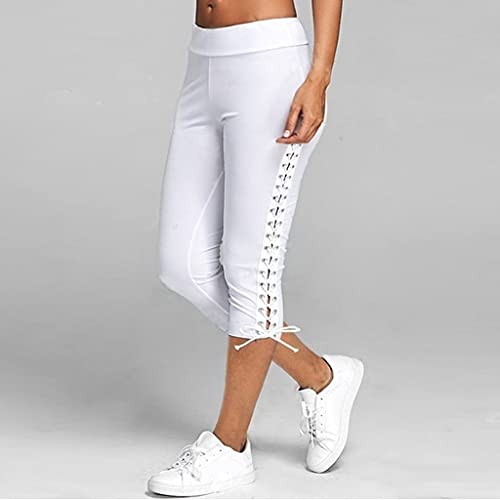 PZHHZPING Pantalones de deporte 3/4 para mujer, pantalones de chándal de verano, de algodón, holgados, con bolsillos y cordón para correr, cintura alta, pantalones de chándal, E, XXXXL