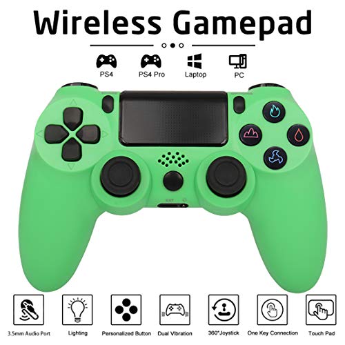 QLOVE Inalámbrica Bluetooth Joystick para Mando PS4 Controlador para Playstation 4 Detroit Gamepad para PS4 Consola de Juegos para PS3 PS4 Slim/PS4 Pro PC,Verde