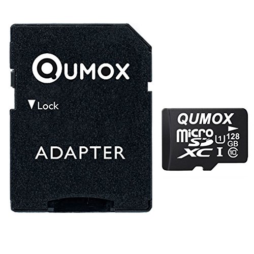 QUMOX 128GB Tarjeta Micro SD de Memoria de Clase 10 UHS-I, Velocidad de Escribir 30 MB/s, Velocidad de Lectura hasta 80 MB/s