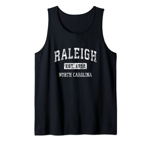Raleigh North Carolina NC Diseño deportivo vintage establecido Camiseta sin Mangas