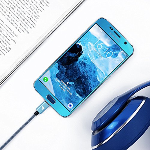 Rampow Cable Micro USB 2,4A Carga Rápida [2 Pack] - Garantía De por Vida - Nylón Trenzado Cable USB Compatible con Android, Samsung Galaxy, Kindle, Sony, Nexus, Motorola y más - 1M Azul