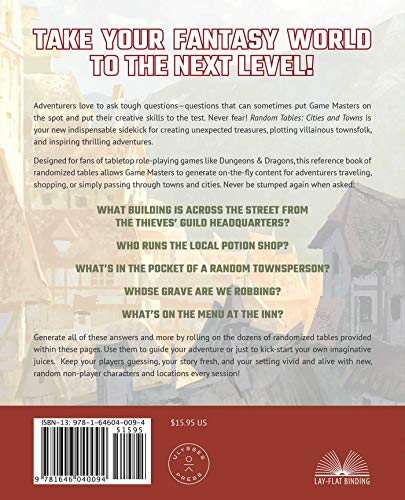 Random Tables: Cities and Towns: The Game Master's Companion for Developing Inns, Shops, Taverns, Settlements, and More