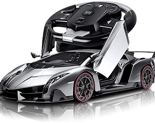 RC Car 1/10 4WD Remote Control Model RC Racing Car Drift Toy Vehicle RC Electric Sports Shock Toy Car 2.4Ghz Remote Control Racing Drift Open Door Sports Car Model Silver (2batterys)