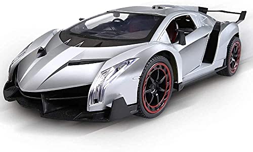 RC Car 1/10 4WD Remote Control Model RC Racing Car Drift Toy Vehicle RC Electric Sports Shock Toy Car 2.4Ghz Remote Control Racing Drift Open Door Sports Car Model Silver (2batterys)