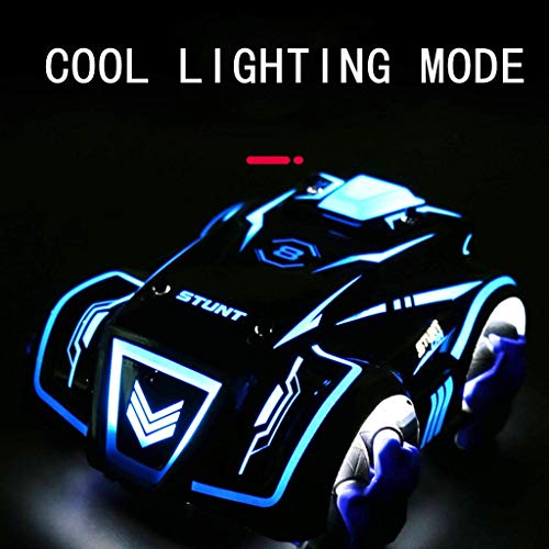 RC Stunt Car Remote Control 4WD 360° Spin Drift Car Truck with Large Rechargeable Battery Flash Lights for Kids and Adults Red (Blue)