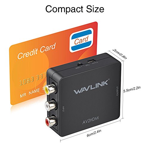 RCA a HDMI convertidor,Wavlink 1080p 3RCA a HDMI CVBS AV Compuesto Video Audio Adaptador con USB Charge Cable apoyar 1080P para PC Laptop Xbox PS4 PS3 TV STB VHS VCR Camera DVD [Negro]