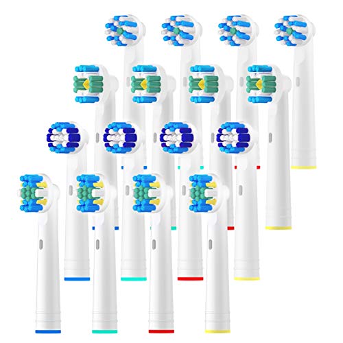 REDTRON Recambios Cepillo Compatible Braun Oral-B, 16Pzs Cabezales de Repuesto Compatible con Eléctrico Oral B Precision, Floss, Cross, Whitening-blanco