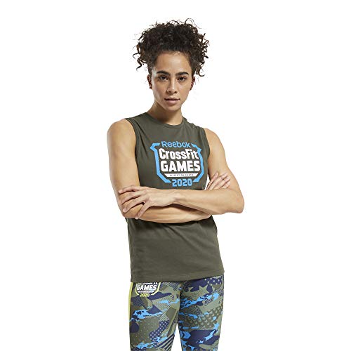 Reebok Crossfit Games Tank Top Sin Mangas, Verde álamo, XL para Mujer
