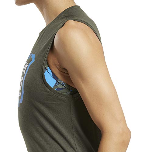Reebok Crossfit Games Tank Top Sin Mangas, Verde álamo, XL para Mujer