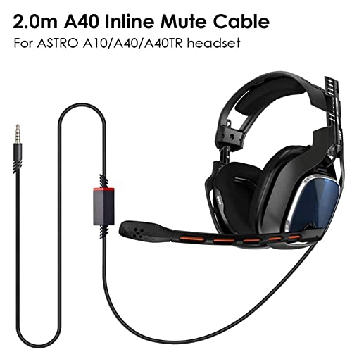 Reemplazo de 6.5 pies para Astro A10 A40 Cable Inline Mute Cord Auriculares para Juegos Xbox PS4
