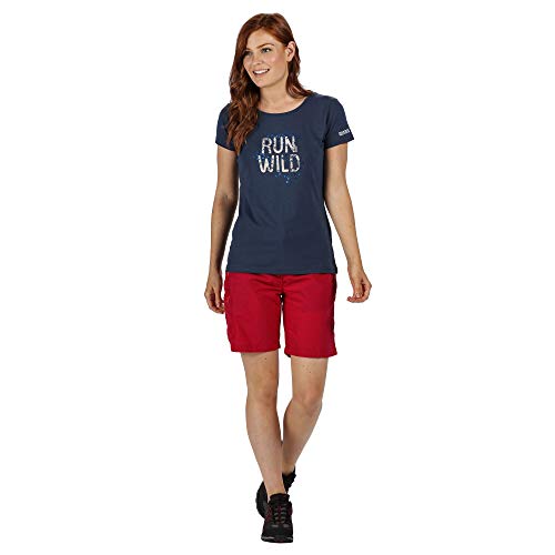 Regatta Breezed-Camiseta De Deporte De Algodón Coolweave con Estampado Gráfico T-Shirts/Polos/Vests, Mujer, Dark Denim, 20