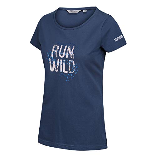 Regatta Breezed-Camiseta De Deporte De Algodón Coolweave con Estampado Gráfico T-Shirts/Polos/Vests, Mujer, Dark Denim, 20