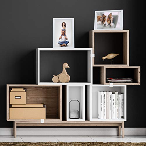 Relaxdays Bilderrahmen Juego, 15 x 20 cm, paspartú de 10 x 15 cm, Cristal, Marcos de Fotos para Colocar y Colgar, Color Blanco, 2 Unidades