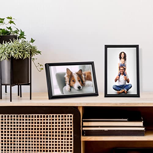 Relaxdays Juego de 2 marcos de fotos, 10 x 15 cm, paspartú de 9 x 13 cm, cristal, marcos de fotos para colocar y colgar, color negro