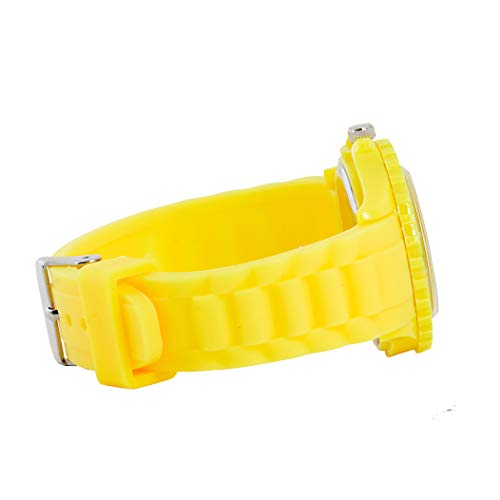 Reloj de cuarzo amarillo banda de silicona para fans de felpa amarillas