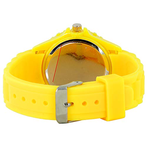 Reloj de cuarzo amarillo banda de silicona para fans de felpa amarillas