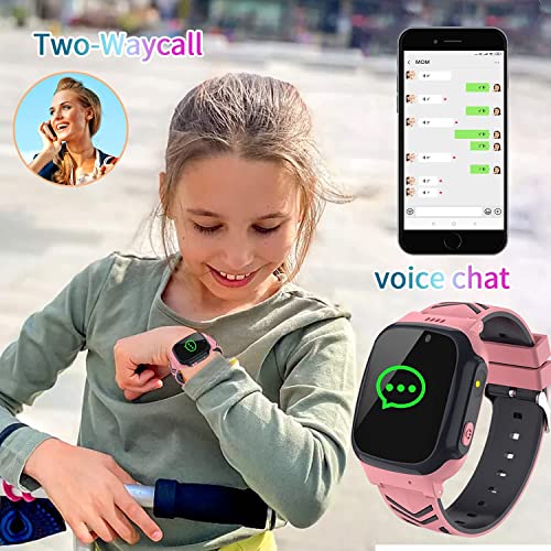 Reloj Inteligente Niña, Impermeable Smartwatch Niños Niña - LBS Tracker, Reloj Localizador Niños ​con Llamadas, SOS, Chat de Voz, Cámara, Juegos, Regalo para Niños de 3-14 años(Sin GPS)
