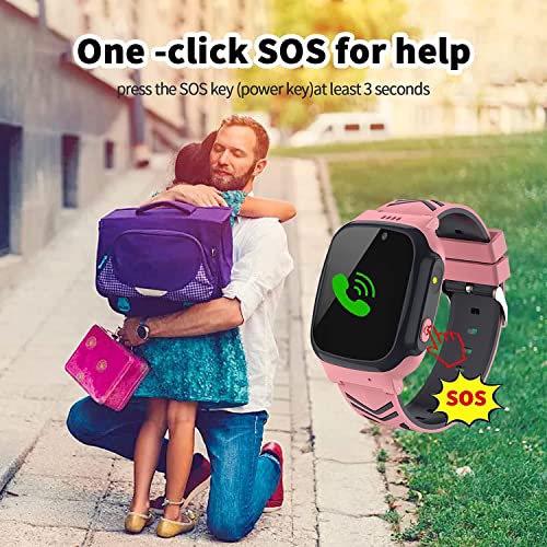 Reloj Inteligente Niña, Impermeable Smartwatch Niños Niña - LBS Tracker, Reloj Localizador Niños ​con Llamadas, SOS, Chat de Voz, Cámara, Juegos, Regalo para Niños de 3-14 años(Sin GPS)