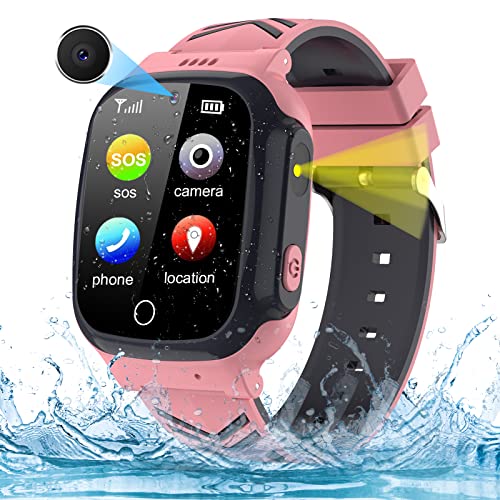 Reloj Inteligente Niña, Impermeable Smartwatch Niños Niña - LBS Tracker, Reloj Localizador Niños ​con Llamadas, SOS, Chat de Voz, Cámara, Juegos, Regalo para Niños de 3-14 años(Sin GPS)