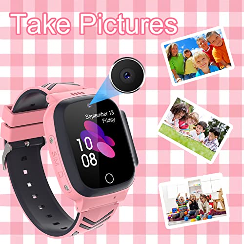 Reloj Inteligente Niña, Impermeable Smartwatch Niños Niña - LBS Tracker, Reloj Localizador Niños ​con Llamadas, SOS, Chat de Voz, Cámara, Juegos, Regalo para Niños de 3-14 años(Sin GPS)