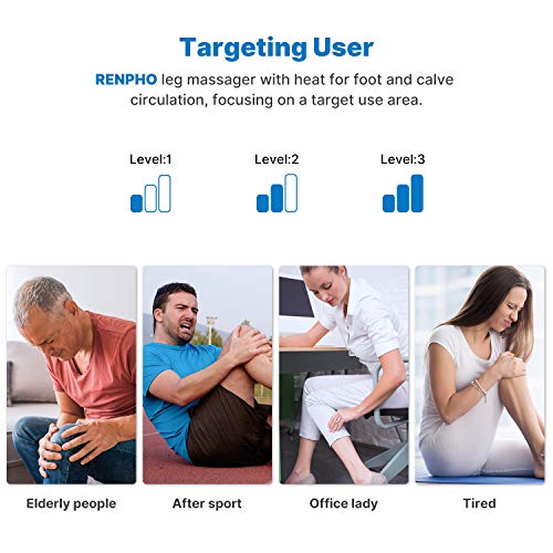 RENPHO Masajeador de Piernas y Pies con 2 Calor, Compresión de Aire en Las Piernas Para Masaje de Los Pies de la Pantorrilla, 5 Modos 3 Intensidades, Ayuda a Aliviar la Hinchazón y Los Dolores Edema