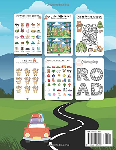 Road Trip Activity Book for Kids: Fun Car Travel Themed Games | Scavenger Hunts, Puzzles, Mazes, Coloring | For Boys and Girls | Hours of Screen-Free Entertainment For Long Drives