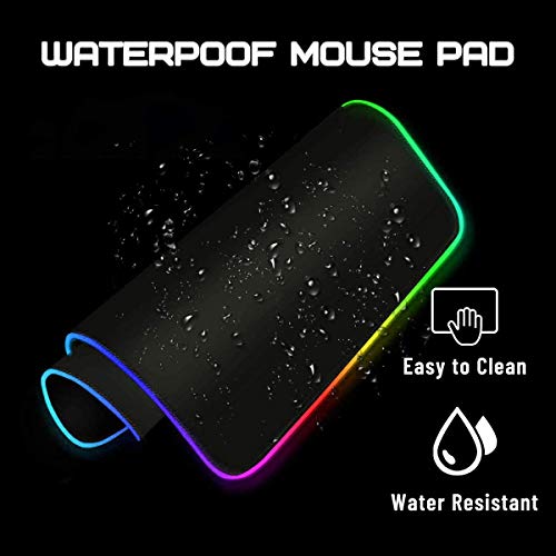 RuoCherg Alfombrillas de Ratón RGB, Grande LED Gaming Mouse Pad, 10 Modos de Iluminación, Superficie Impermeable Base de Goma Antideslizante para Jugadores, PC y Portátiles