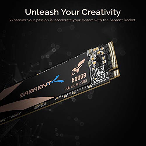Sabrent 500GB Rocket Nvme PCIe 4.0 M.2 2280 SSD Interno Unidad de Estado sólido de máximo Rendimiento con disipador térmico (SB-ROCKET-NVMe4-HTSK-500)