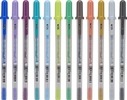Sakura Gelly Roll Moonlight FINE Juego de 12 bolígrafos de gel, tamaño 6 (0,35 mm), fluorescentes