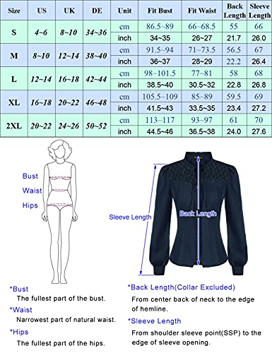 SCARLET DARKNESS Blusa gótica victoriana con cordones para mujer, Azul Oscuro 107-2, S