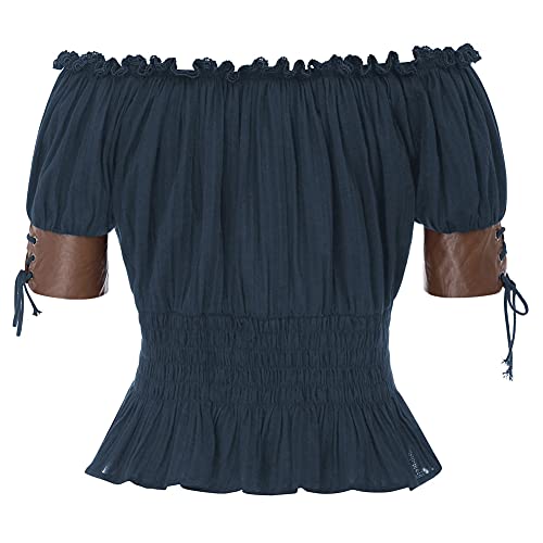 SCARLET DARKNESS Camiseta Vintage de Hombros Descubiertos con Cintura Elástica S SL3S20 2#