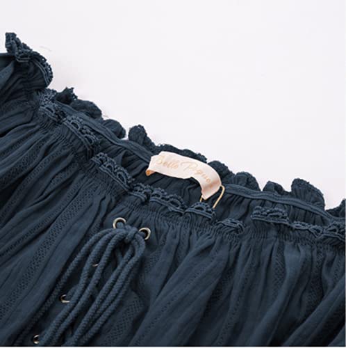 SCARLET DARKNESS Camiseta Vintage de Hombros Descubiertos con Cintura Elástica S SL3S20 2#