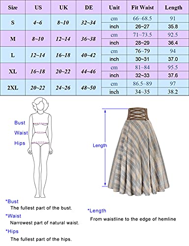 SCARLET DARKNESS Falda retro gótica A-Line cintura alta Vintage cintura elástica, Azul Oscuro 87a21-2, 52