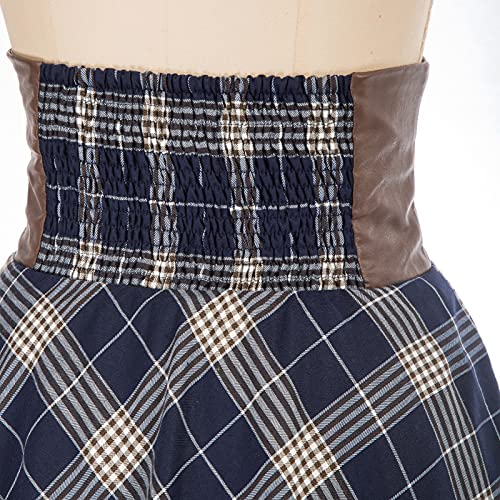 SCARLET DARKNESS Falda retro gótica A-Line cintura alta Vintage cintura elástica, Azul Oscuro 87a21-2, 52